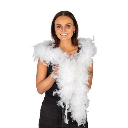 Lång Vit Fjäderboa 100g Deluxe 180 cm Vit