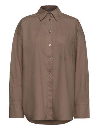 Shirt Crispy Poplin Långärmad Skjorta Brun REMAIN Birger Christensen