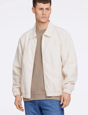 Lindbergh Zip Through Overshirt - Cream - S
