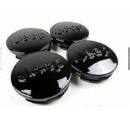 Nye 2007-2015 Svarte Jeep 63mm Senterdeksler Grand Cherokee 20" Hjul 4stk