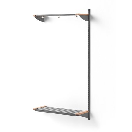 Wandgarderobenschrank JEPPE mit Hutablage, Anbauelement, 1790x900x310 mm, Alu/Birke