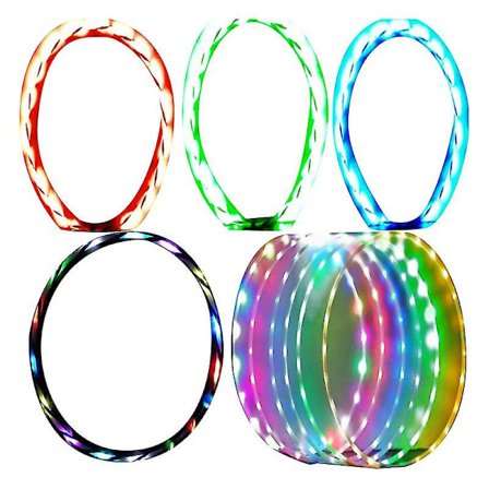 LED Fargerik Hula Hoop, Lysend Hoop med Lysende LED-ringer for Barn og Voksne [DmS]