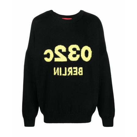 032c Round-neck Strik Sort, Herre Strik