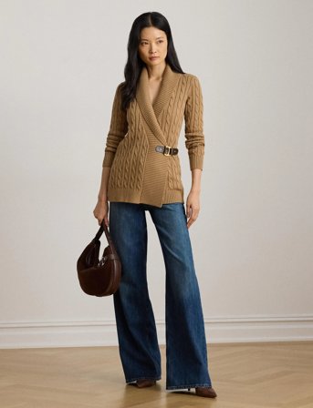 Lauren Ralph Lauren Buckled Cotton Sweater - Brown - S