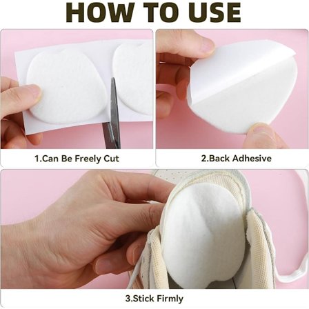 6 Dobbelt Filt Pløs Puder - Pløs Puder - Bløde, Klæbende Indlægssåler - Justerbare, Unisex, Skridsikre Pløs Puder - Velegnet til Løst Fodtøj (Hvid)