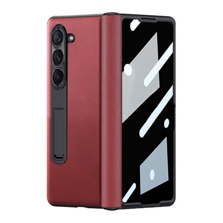 Samsung Galaxy Z Fold 5 Fodral med Transparent Skyddfilm - Röd