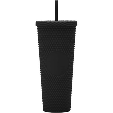 Nupillainen muki kansi ja olki BPA-vapaa kaksoisseinämäinen muovikupit jääkahville kylmille juomille tai vedelle 24 unssia, musta