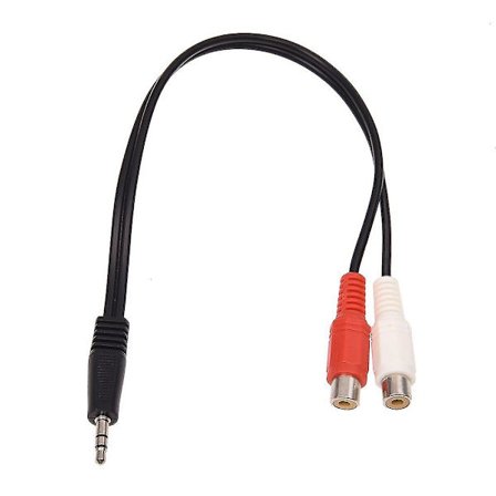 3,5 mm stereoadapter hovedtelefonstik til 2 RCA-stik adapter lydkabel, 3,5 mm han til 2x RCA hun