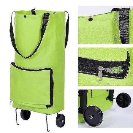 Kokoontaitettava Oxford-kangas, Vedettävä ostoskassi, Vihreä