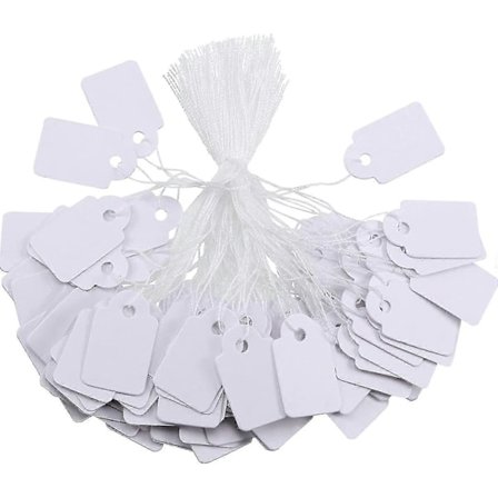 500 stk. Hvide Mærkningsmærker Prismærker Prislabels Visningsmærker Med Hængende Snøre