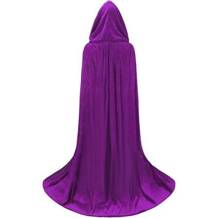 Unisex Voksen Hette Kappe Langt Fløyel Cape Halloween Cosplay Kostymer Lilla