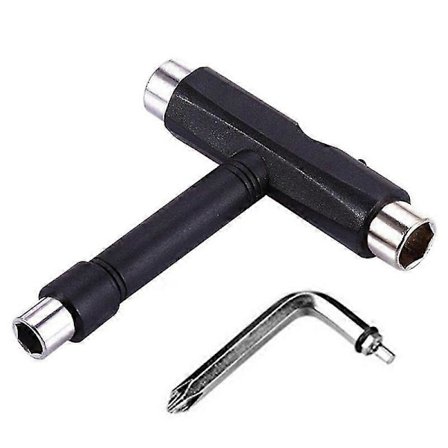 Alt-i-ett Skate Verktøy Multifunksjonelt Bærbart Skateboard T-verktøy Tilbehør Med T-type Unbrakonøkkel Og L-type Phillips Skrutrekker