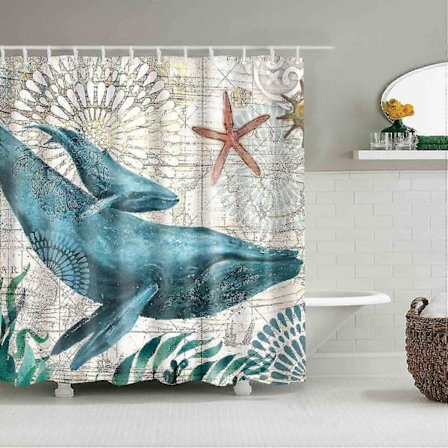 Val Hav Ocean Duschdraperi Medelhavsstil Marint Liv, Badrumsdekoration Vattentätt Polyestertyg Badrum Duschdraperi Foder