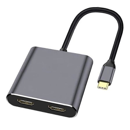4-i-1 USB Typ C Hub till Dubbla 4K HD-kompatibla Laddningsportar USB-C Dockningsstation Adapter Stöd Dua