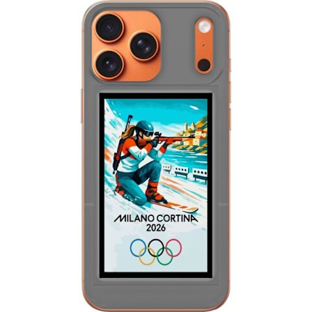 Yhteensopiva Puhelinkuori Apple iPhone 17 Pro Max Retrojuliste Cortina Milano 2026 vuorilla, talviurheilijoilla, italiankoloreilla, Milanon tuomiokirk