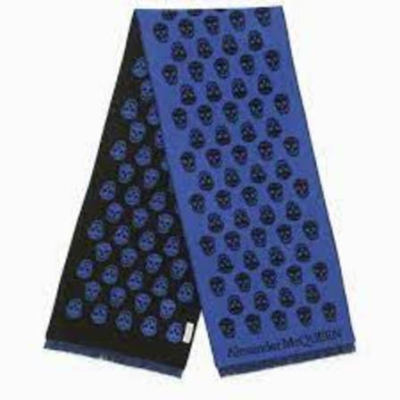 Alexander McQueen, Winter Scarves Blauw, Heren, Maat:ONE Size