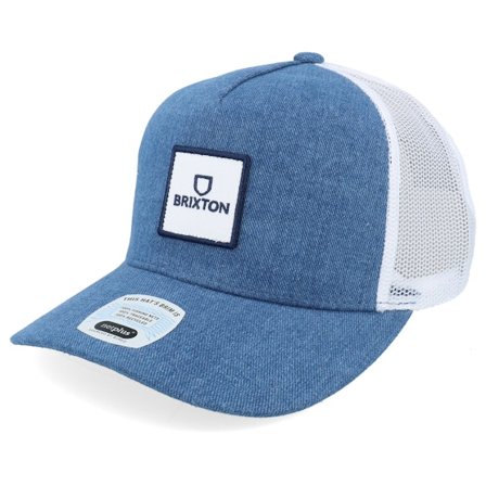 Brixton - Alpha Block X C Mp Mesh Cap Denim/White A-Frame Trucker Trucker Blue Cap - @ Hatstore