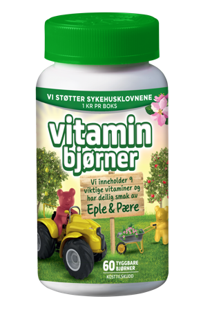 Vitaminbjørner tyggbare bjørner eple og pære 60 stk