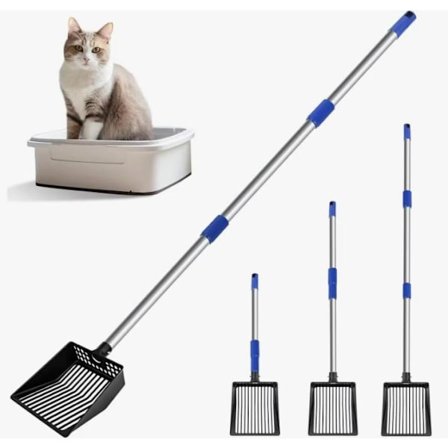 Utdragbar Kattsandskyffel, Kattsandsilskyffel med Långt Handtag, Ingen Bakslag Blå