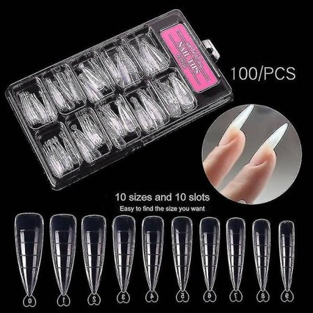 100 stk Poly Nail Gel Hurtig Byggeform Negl Doble Former Fingerforlengelse Neglekunst UV Builder Enkelt å finne negleverktøy