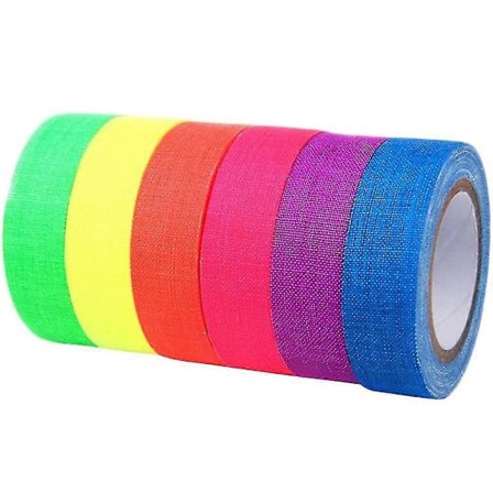 Neon Blacklight Reaktiv Tape Assorterte Farger 6 Ruller