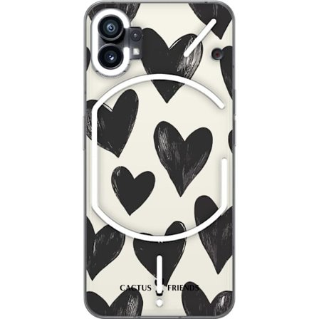 Kompatibel Mobilcover til Nothing Nothing Phone (1) Cactus and Friends - Bold Black Love Pattern