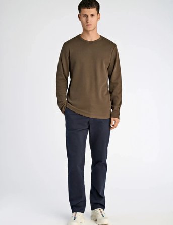 Lindbergh Basic O-Neck Tee L/S - Brown - L