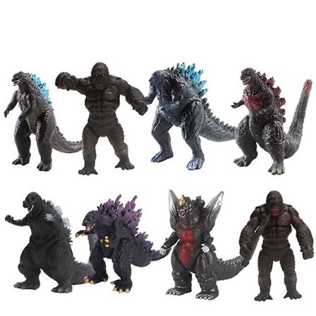 2024 8 st Godzilla vs Kong Film 3.5" Actionfigurer Leksak Godzilla King Kong Titan Beast Collection Modell Barnpresent