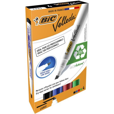 BIC VELLEDA Whiteboardpenna 1754 4/fp - Lyreco - Kontorsmaterial - Pennor - Whiteboardpennor - Skuren spets