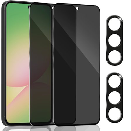 2-Pack Samsung A56 Privacy Näytönsuoja & 2-Pack linssinsuoja - Karkaistu Lasi 9H - Super laatu 3D