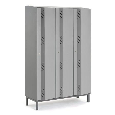 Kleiderspind CREATE ENERGY mit Beingestell, 3 Module, 1985 x 1200 x 500 mm, grau