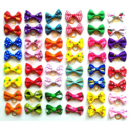 50 st söta valp hund små fluga hår rosetter med gummiband handgjorda hai