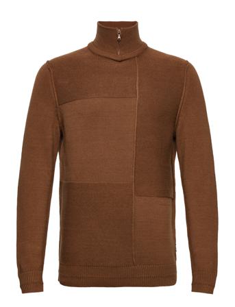 Onselias Reg 7 Block High Neck Knit Brown ONLY & SONS