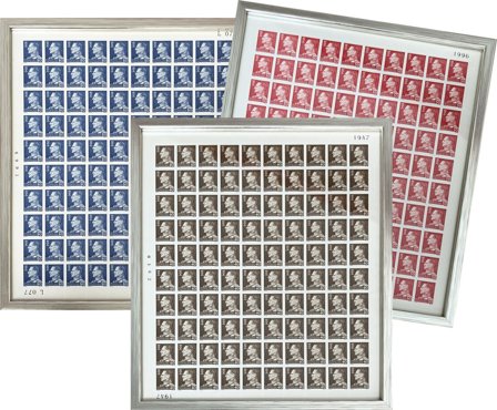 Danmark 1965 - Kong Frederik IX - 3 ark i rammer - Professionel indramning