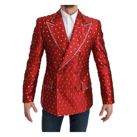 Dolce & Gabbana Silk Crystal Blazer Rød, Herre, Størrelse: M