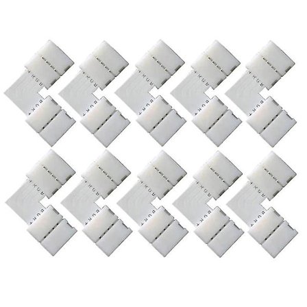 10 stk 10mm 4-pin L-formet LED-stripe hjørnekontakter RGB- 90 grader for 5050