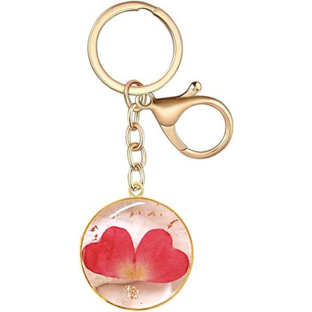 Aito kukka avaimenperä käsintehty kuivattu puristettu kukka Charms 12 kuukauden syntymäpäivä Ystävänpäivä lahjat naisille miehille (6 kpl)