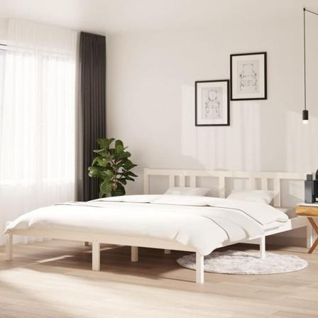 Vidaxl Sängram Vit Massivt Trä 180x200 Cm Vit