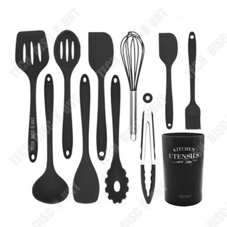 Køkkenredskaber - TD - Sæt med 11 dele - Sort silicium - Non-stick - Moderne