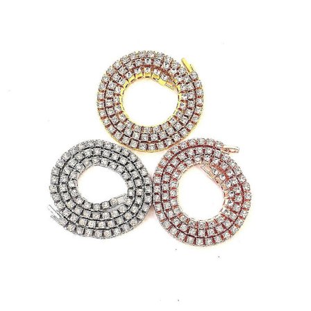 Herre Sølv eller Gull eller Rosegull Iced Out Diamant Tennislenke, Dame Rhinestone Tennis Halskjede, Diamantlenke Halskjede 45-55 cm