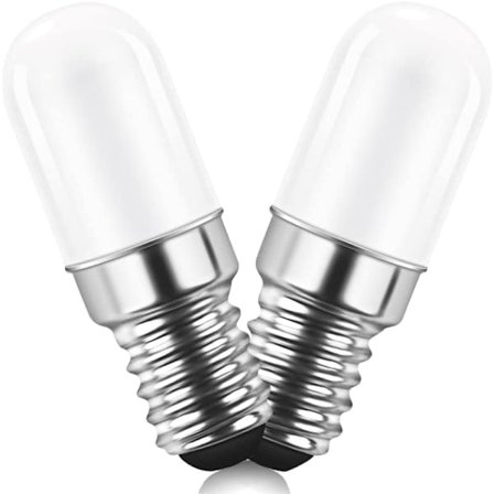 Sett med 2 E14 LED-kjøleskapslys, 1,5 W tilsvarende 15 W, kald