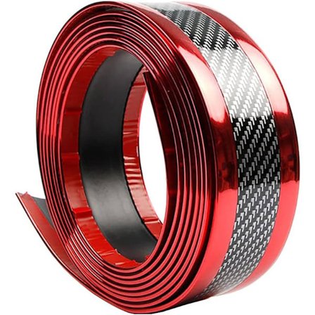 Auton kynnyssuojalistat hiilikuitu punainen automaattinen puskurin suojus naarmuuntumissuoja tarra koristelista kynnys naarmuuntumisen esto 1m*5cm