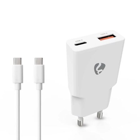 NEDIS Laddare vägg GaN 2xUSB-A/C 1m vit - Lyreco - Datorprodukter - Surfplattor och smartphones - Laddare - Vägg