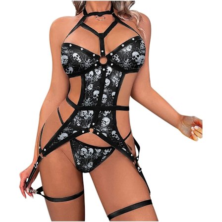 Halloween Skull Print Sexiga underkläder för kvinnor för sex