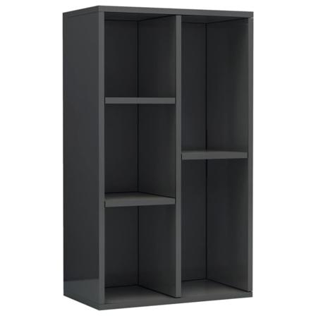 Vidaxl Bokhylla/skänk Högglans Grå 50x25x80 Cm Spånskiva Grå