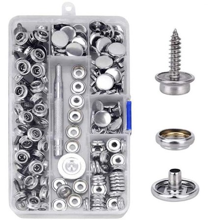 150 PCS Canvas Snap Kit Tool, Metal Screws Snaps Marine Grade 3/