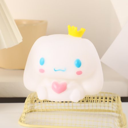 Cinnamoroll - Valkoinen inspiroitu yövalo punaisella rusetilla, söpö sarjakuvahahmo sängyn vierusvalo, pehmeä hohde makuuhuoneen sisustus lapsille ja 