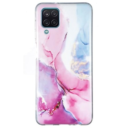 Marble Samsung Galaxy A12 5G Etui - Rosa / Blå