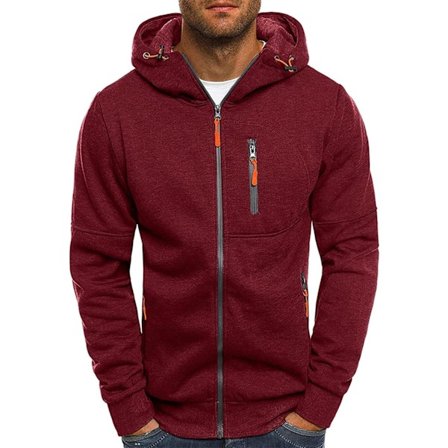 Herre hettegenser Sweatshirt glidelås opp lette jakker