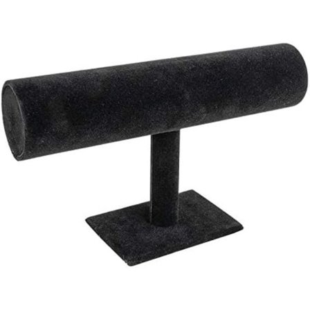 Koruteline rannekoruille ja kelloille, 23,5 x 7 x 13,5 cm, musta, samettinen ulkonäkö